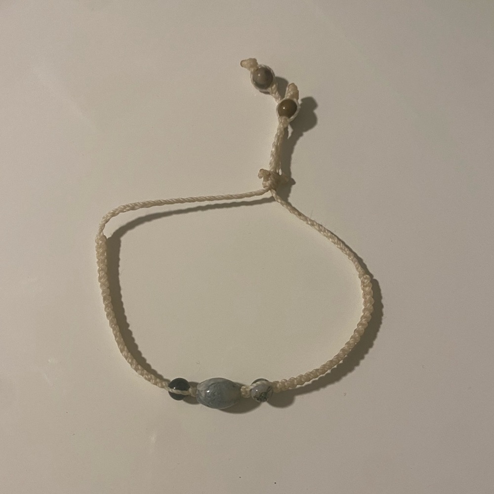 Turquoise Stone and Wax Cord Bracelete